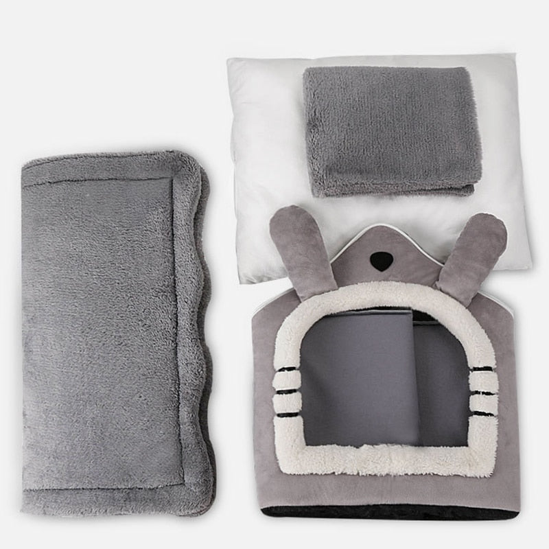 Soft Cat Bed Deep Sleep House Dog Cat Winter House Removable Cushion