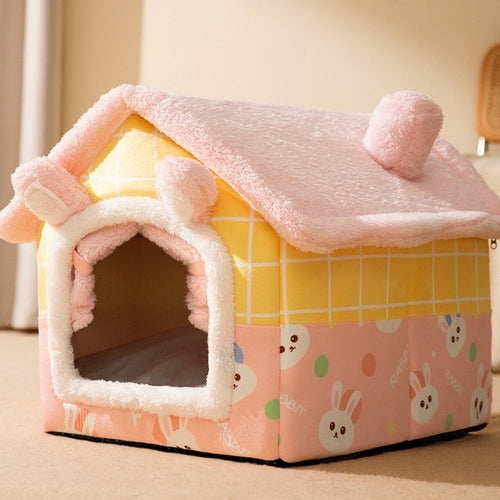 Soft Cat Bed Deep Sleep House Dog Cat Winter House Removable Cushion