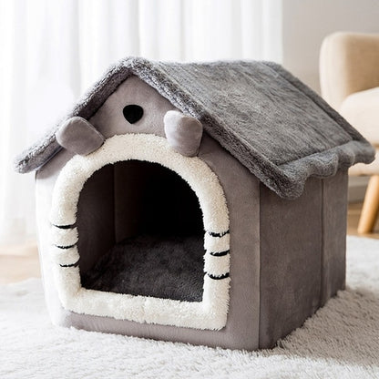 Soft Cat Bed Deep Sleep House Dog Cat Winter House Removable Cushion