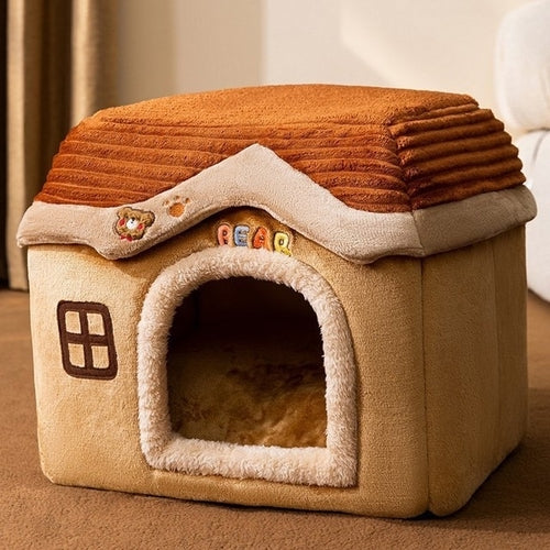 Soft Cat Bed Deep Sleep House Dog Cat Winter House Removable Cushion