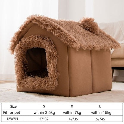 Soft Cat Bed Deep Sleep House Dog Cat Winter House Removable Cushion