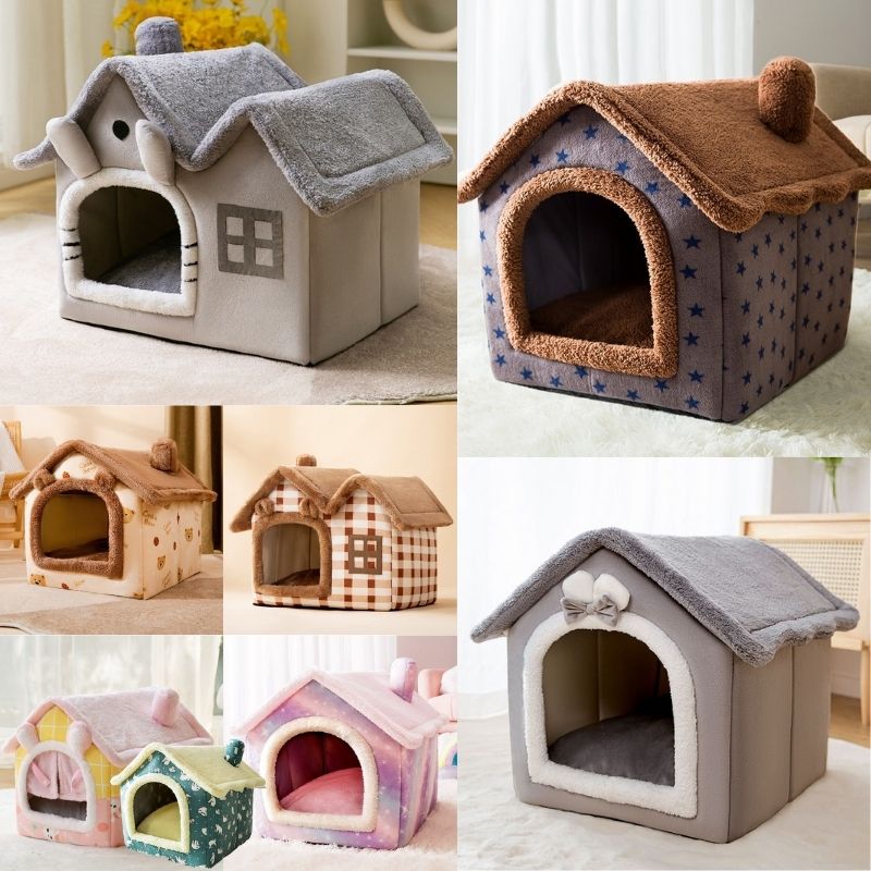 Soft Cat Bed Deep Sleep House Dog Cat Winter House Removable Cushion