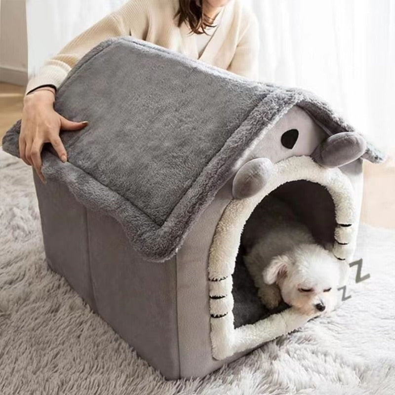 Soft Cat Bed Deep Sleep House Dog Cat Winter House Removable Cushion