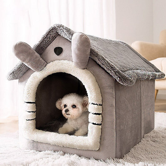 Soft Cat Bed Deep Sleep House Dog Cat Winter House Removable Cushion